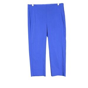 Chicos Pants 1 Womens 8 Blue Straight‎ Crop Pull On Pants Stretch Slimming Panel